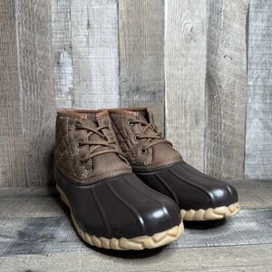 Womens St Johns Bay Denton Brown Quilted Waterproof Ankle Duck Boots Size 7 M